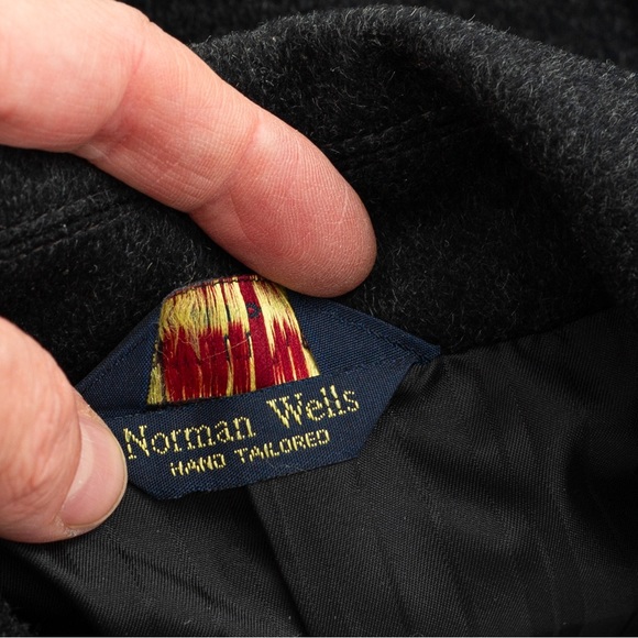 Luxury hand tailored cashmere lamb’s wool blend charcoal coat 44R Norman Wells - Picture 12 of 15